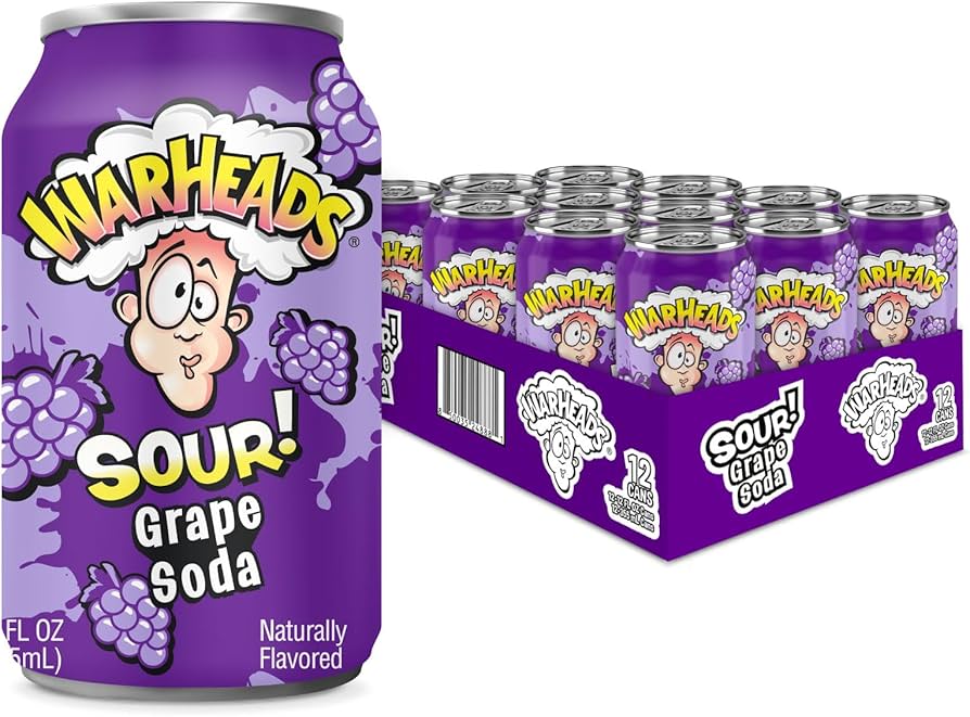 Warheads Grape Sour Soda Cans