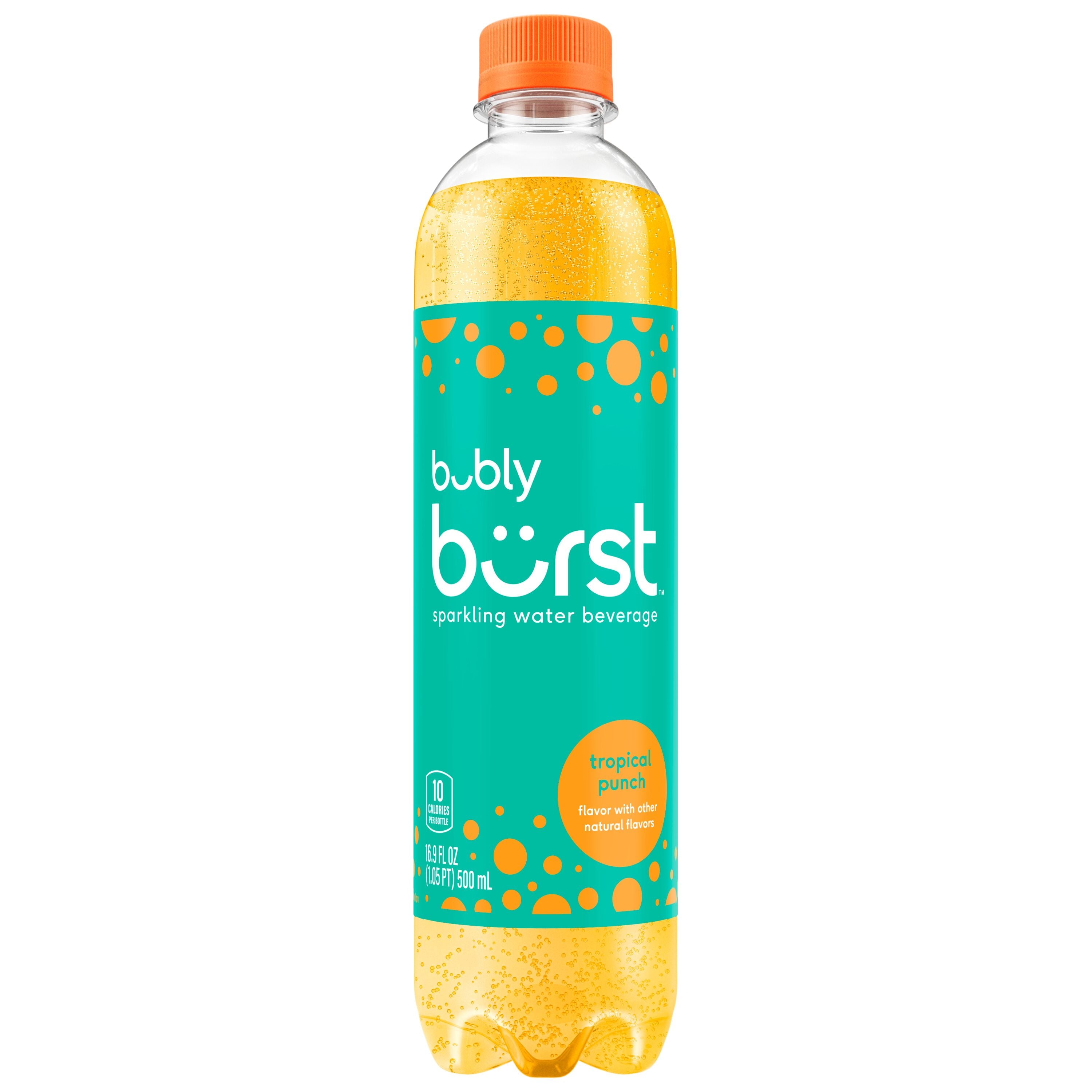 bubly burst Sparkling Water Beverage Tropical Punch 16.9 fl oz Bottle