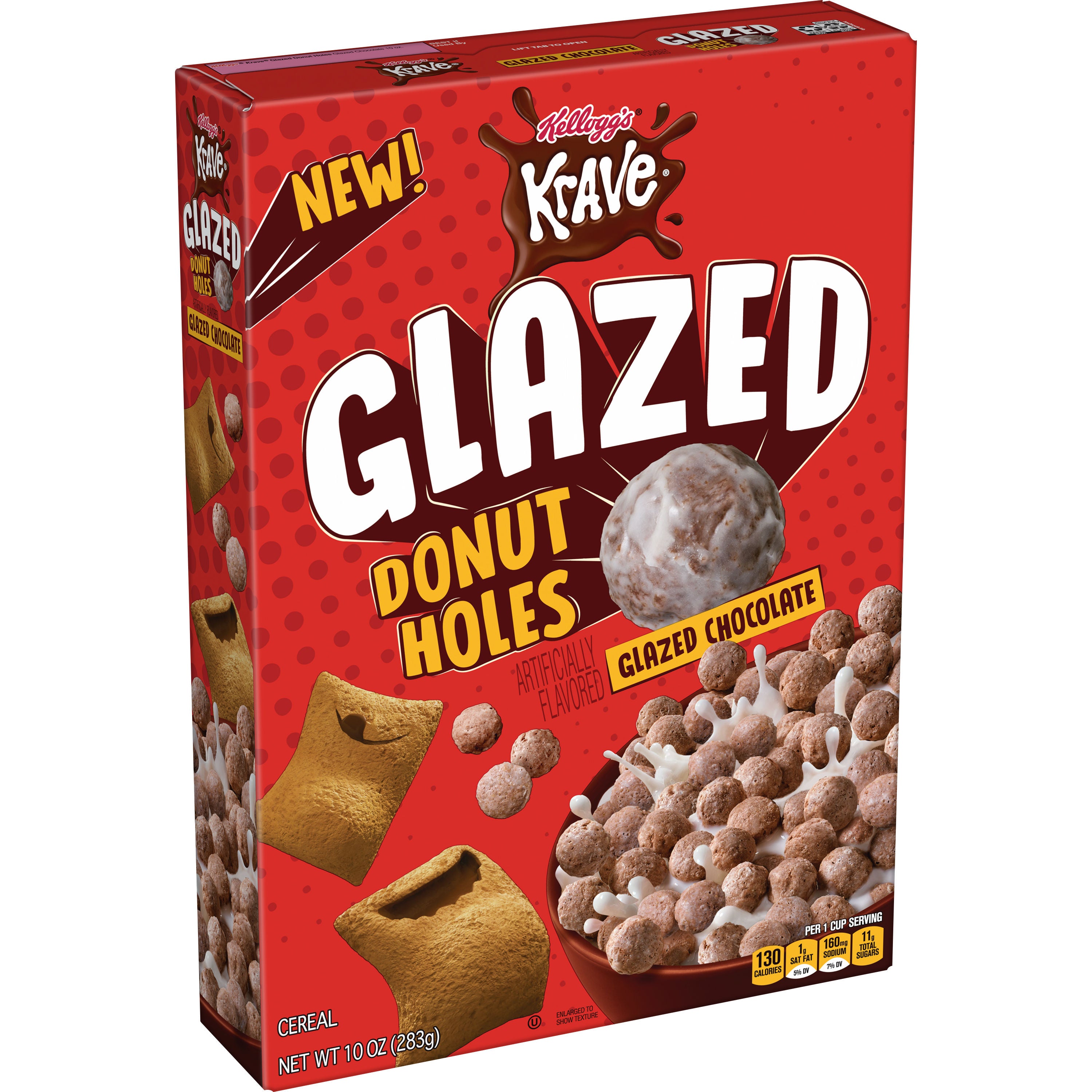 Kellogg's Krave Glazed Donut Holes Breakfast Cereal, Kids Cereal, Family Breakfast, Family Size, Glazed Chocolate