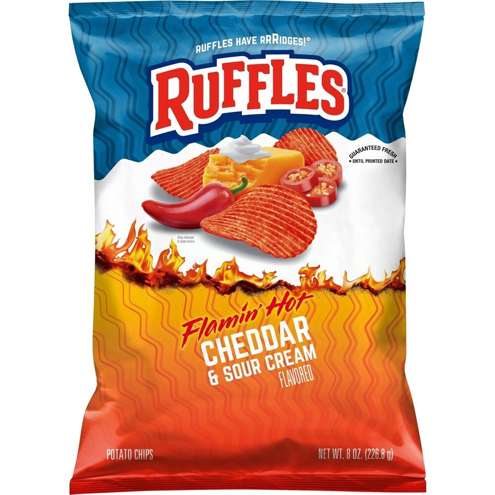 Ruffles Potato Chips Flamin Cheddar Sour Cream Flavored oz